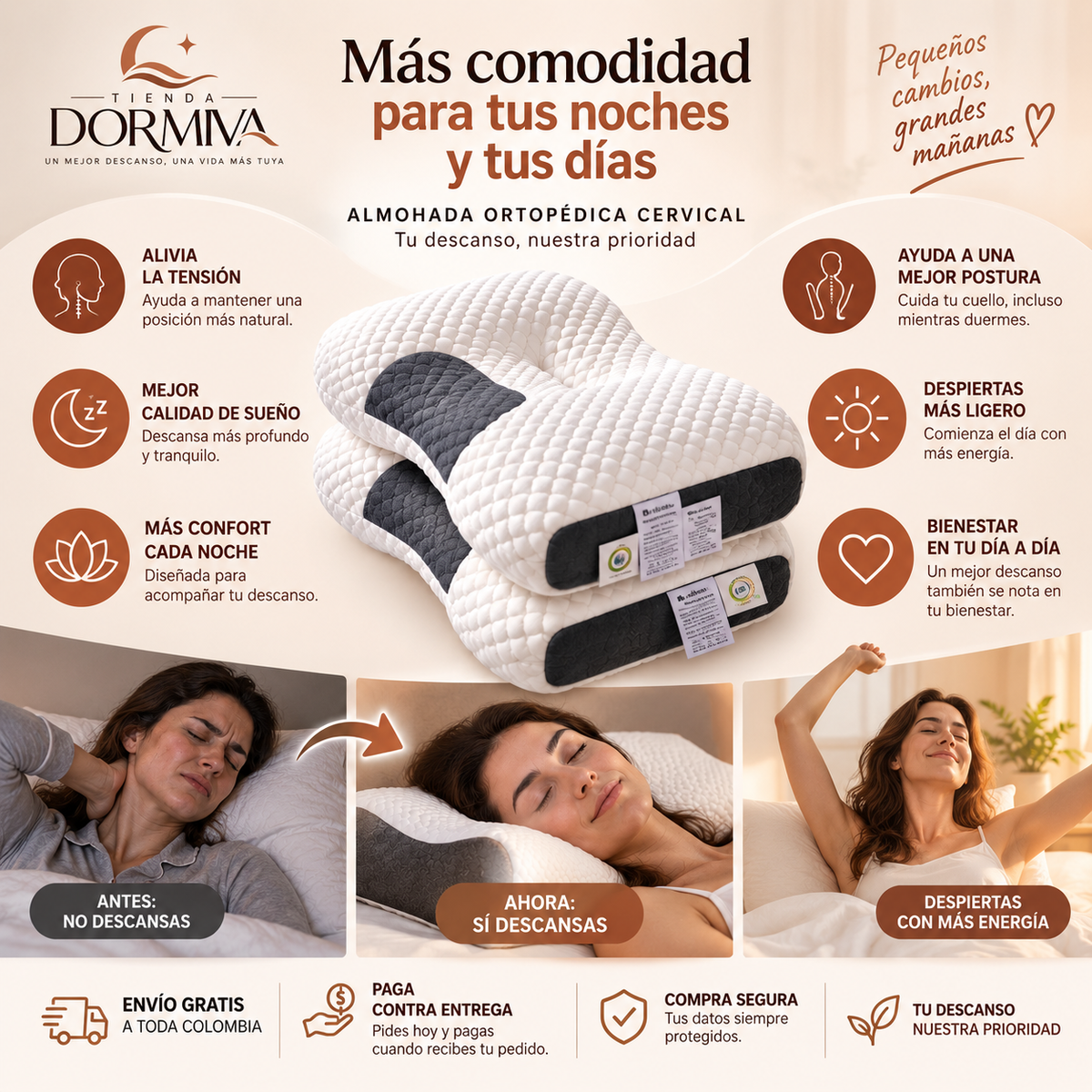 Almohada Ortopédica Cervical para un Descanso Más Cómodo